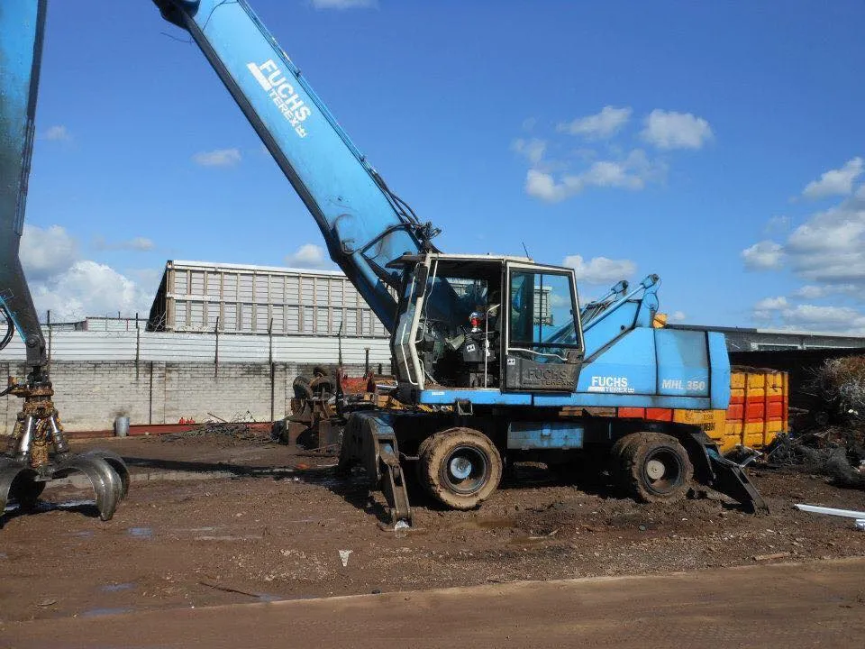 blue digger in the yard
